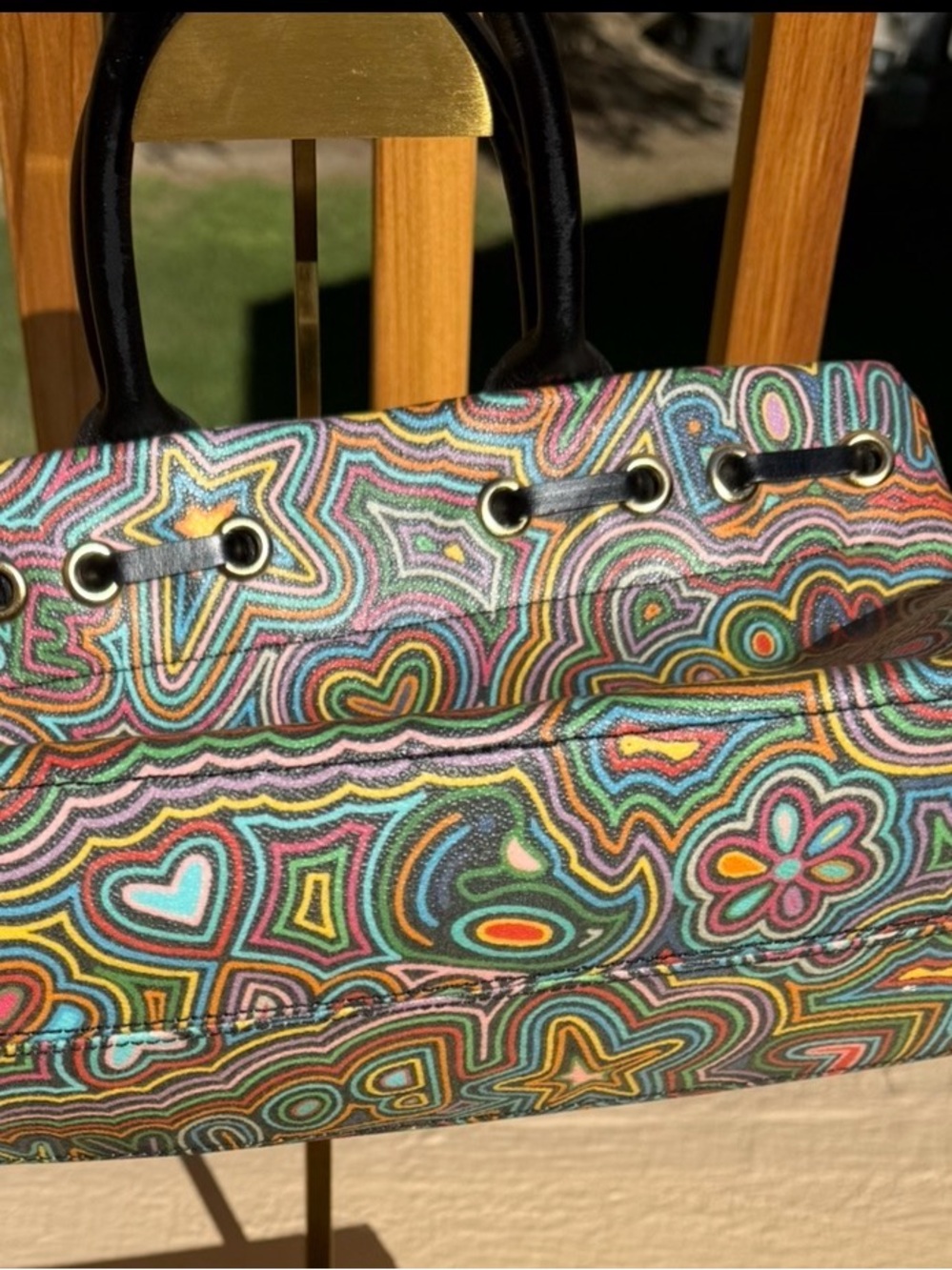 Rare Vintage Dooney & Bourke Rainbow Graffiti Doodle Bag & Wallet Bundle - Picture 12 of 14